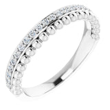 14K Gold Round Natural Diamond Beaded Ring – 1.3mm Stones - White Gold