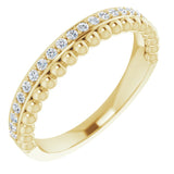 14K Gold Round Natural Diamond Beaded Ring – 1.3mm Stones - Yellow Gold
