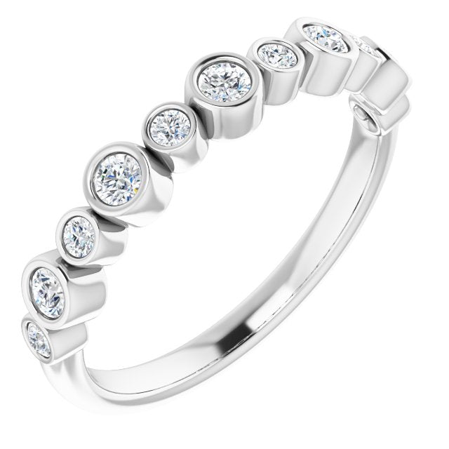 Platinum Round Natural Diamond Bezel-Set Ring