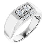 14K Gold Round Natural Diamond Two-Stone Ring – 3.4mm Stones - White Gold