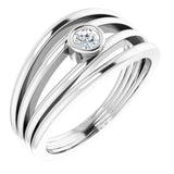 Platinum Round Natural Diamond Negative Space Ring
