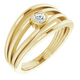 14K Gold Round Natural Diamond Negative Space Ring - Yellow Gold