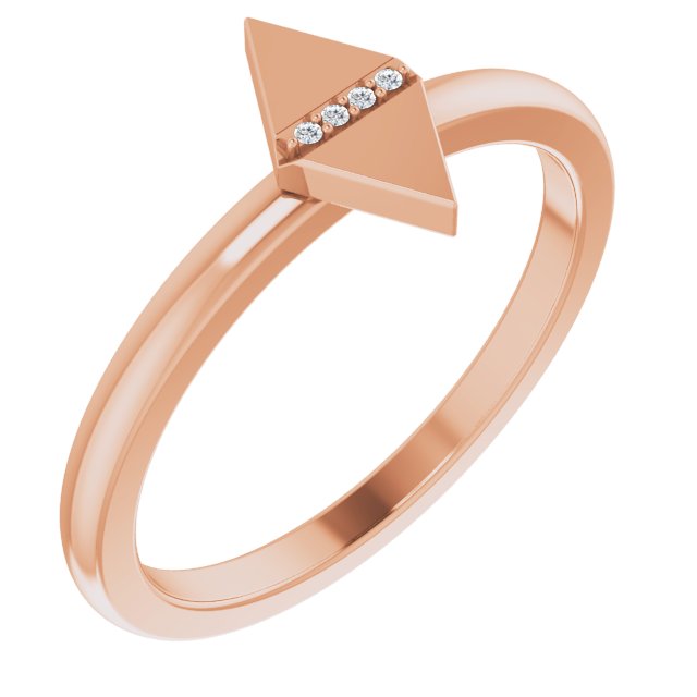 14K Gold Round Natural Diamond Geometric Ring II - Rose Gold