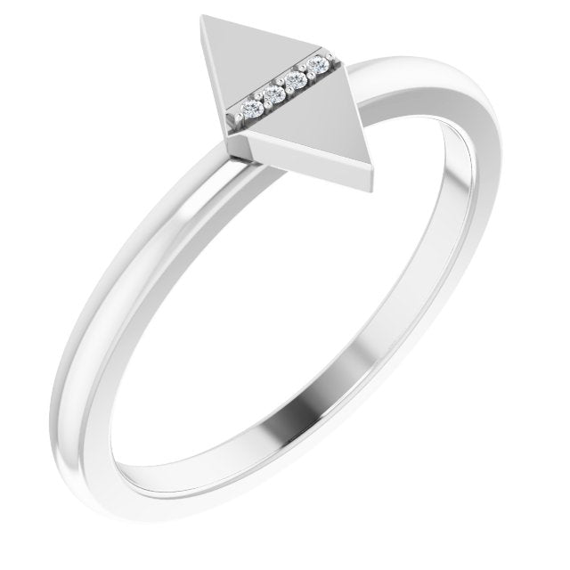 Platinum Round Natural Diamond Geometric Ring II
