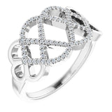 14K Gold Round Natural Diamond Woven Ring - White Gold