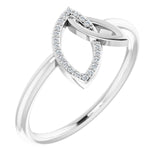 Platinum Round Natural Diamond Double Leaf Ring