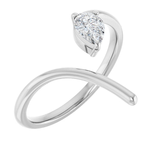 14K Gold Pear Lab-Grown Diamond Negative Space Ring - White Gold