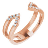 14K Gold Round Natural Diamond Geometric Ring - Rose Gold
