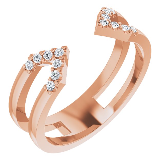 14K Gold Round Natural Diamond Geometric Ring - Rose Gold