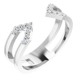 14K Gold Round Natural Diamond Geometric Ring - White Gold