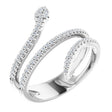 14K Gold Round Natural Diamond Snake Ring - White Gold