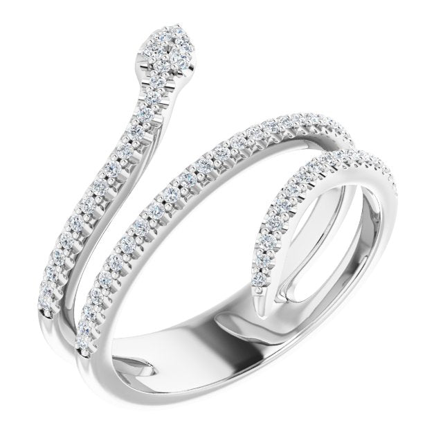 Platinum Round Natural Diamond Snake Ring