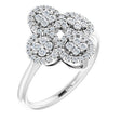 Platinum Round Natural Diamond Clover Ring – 1.5mm Stones