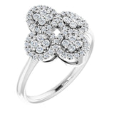Platinum Round Natural Diamond Clover Ring – 1.5mm Stones