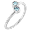 14K Gold Round Natural Sky Blue Topaz Two-Stone Ring - White Gold