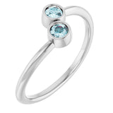 14K Gold Round Natural Sky Blue Topaz Two-Stone Ring - White Gold