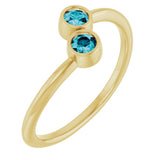 14K Gold Round Natural London Blue Topaz Two-Stone Ring - Yellow Gold