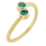 14K Gold Round Lab-Grown Alexandrite Two-Stone Ring - Yellow Gold