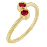 14K Gold Round Lab-Grown Ruby Two-Stone Ring - Yellow Gold
