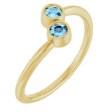 14K Gold Round Natural Aquamarine Two-Stone Ring - Yellow Gold
