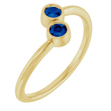 14K Gold Round Natural Blue Sapphire Two-Stone Ring - Yellow Gold