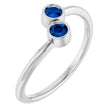 14K Gold Round Lab-Grown Blue Sapphire Two-Stone Ring - White Gold