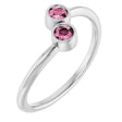Platinum Round Natural Pink Tourmaline Two-Stone Ring