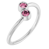 Platinum Round Natural Pink Tourmaline Two-Stone Ring