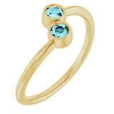14K Gold Round Natural Blue Zircon Two-Stone Ring - Yellow Gold