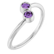 14K Gold Round Natural Amethyst Two-Stone Ring - White Gold