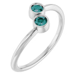 14K Gold Round Lab-Grown Alexandrite Two-Stone Ring - White Gold