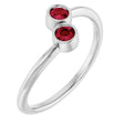 14K Gold Round Natural Ruby Two-Stone Ring - White Gold