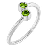 14K Gold Round Natural Peridot Two-Stone Ring - White Gold
