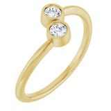 14K Gold Round Natural Diamond Two-Stone Ring – 3mm Stones - Yellow Gold