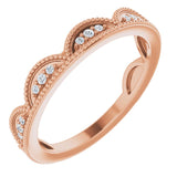 14K Gold Round Natural Diamond Accented Stackable Crown Ring - Rose Gold