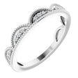 14K Gold Round Natural Diamond Accented Stackable Crown Ring - White Gold