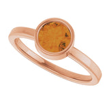 14K Gold Round Natural Citrine Bezel-Set Solitaire Ring - Rose Gold - view 5