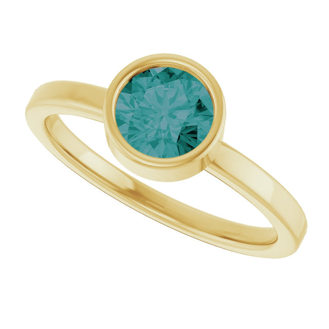 14K Gold Round Lab-Grown Alexandrite Bezel-Set Solitaire Ring - Yellow Gold - view 5