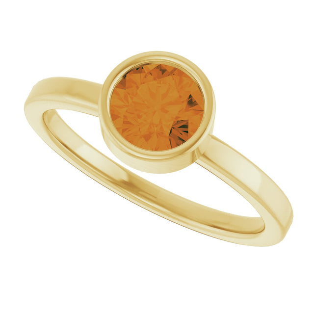 14K Gold Round Natural Citrine Bezel-Set Solitaire Ring - Yellow Gold - view 5