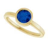 14K Gold Round Natural Blue Sapphire Bezel-Set Solitaire Ring - Yellow Gold - view 5