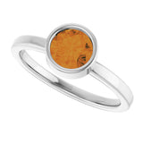 Platinum Round Natural Citrine Bezel-Set Solitaire Ring - view 5