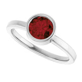 14K Gold Round Natural Mozambique Garnet Bezel-Set Solitaire Ring - White Gold - view 5