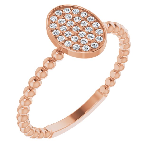 14K Gold Round Natural Diamond Cluster Ring – 1mm Stones - Rose Gold