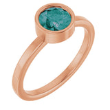 14K Gold Round Lab-Grown Alexandrite Bezel-Set Solitaire Ring - Rose Gold