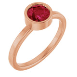 14K Gold Round Lab-Grown Ruby Bezel-Set Solitaire Ring - Rose Gold