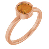 14K Gold Round Natural Citrine Bezel-Set Solitaire Ring - Rose Gold