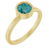 14K Gold Round Lab-Grown Alexandrite Bezel-Set Solitaire Ring - Yellow Gold