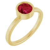 14K Gold Round Lab-Grown Ruby Bezel-Set Solitaire Ring - Yellow Gold