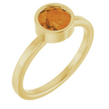 14K Gold Round Natural Citrine Bezel-Set Solitaire Ring - Yellow Gold