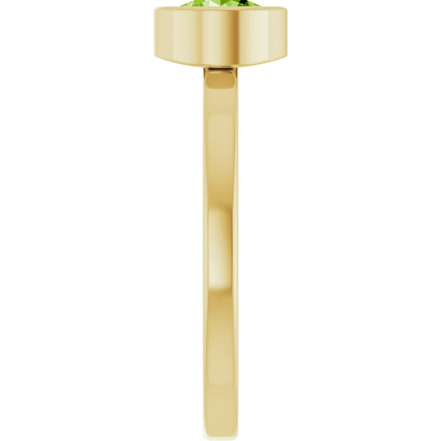 14K Gold Round Natural Peridot Bezel-Set Solitaire Ring - Yellow Gold - view 4